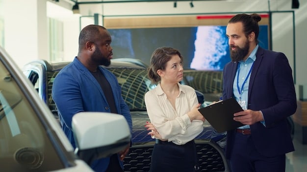 A government official signing a bill related to autonomous vehicle regulations, surrounded by industry representatives and engineers, in a modern, well-lit office setting.