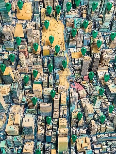 A map of a US city highlighting the strategic placement of multiple micro-warehouses, showcasing their distribution across different neighborhoods and their proximity to customers.