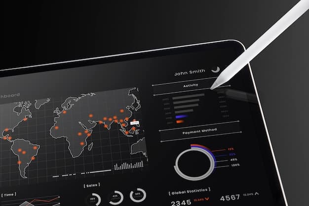 A close-up of a digital dashboard displaying real-time logistics data, with annotations highlighting the skills needed to interpret and act on this information. A logistics professional is shown analyzing the data on a tablet in the background.