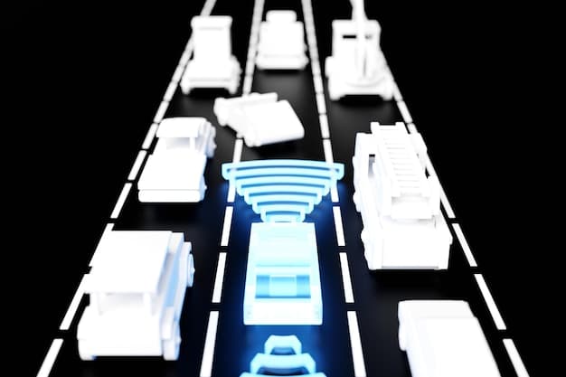 A futuristic visualization of a smart transportation system, showcasing autonomous vehicles, connected traffic signals, and real-time data dashboards, highlighting the efficiency and technological integration of modern urban mobility.