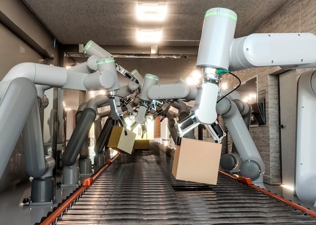 An AI-powered robotic arm in a recycling plant, accurately sorting different types of plastics on a conveyor belt, demonstrating the speed and precision of automated sorting technology.