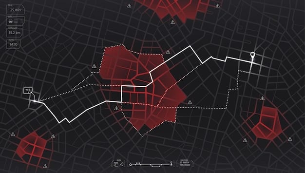 A dashboard visualization displaying real-time traffic flow data on a city map, highlighting congested areas in red and smooth traffic in green. Statistical charts show average speeds and incident reports.