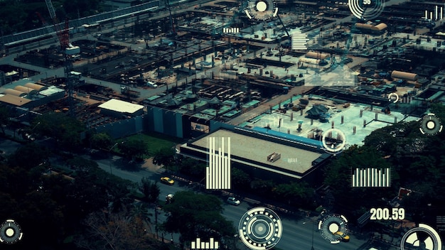 A network of smart city sensors displayed on a digital dashboard, showing real-time data visualizations of air quality, temperature, and water quality across different city zones. The interface is user-friendly and interactive.