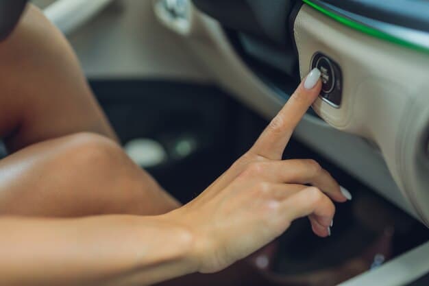 A close-up shot of an EV charging plug being inserted into an electric vehicle. The charging station displays real-time energy usage and pricing information. Bright, clear lighting illuminates the scene, emphasizing the user-friendly design of the charging equipment.