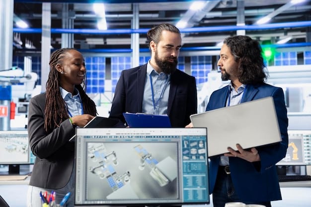 A diverse group of urban planners and engineers collaboratively working on a digital model of a smart city, highlighting the integration of various technologies and infrastructures.